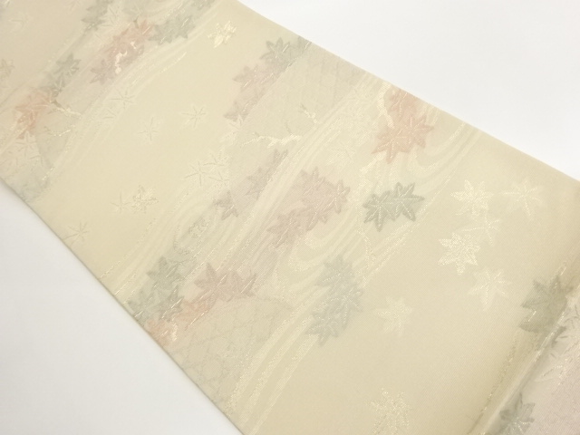 JAPANESE FUKURO OBI FOR SUMMER / WOVEN MAPLE LEAVES